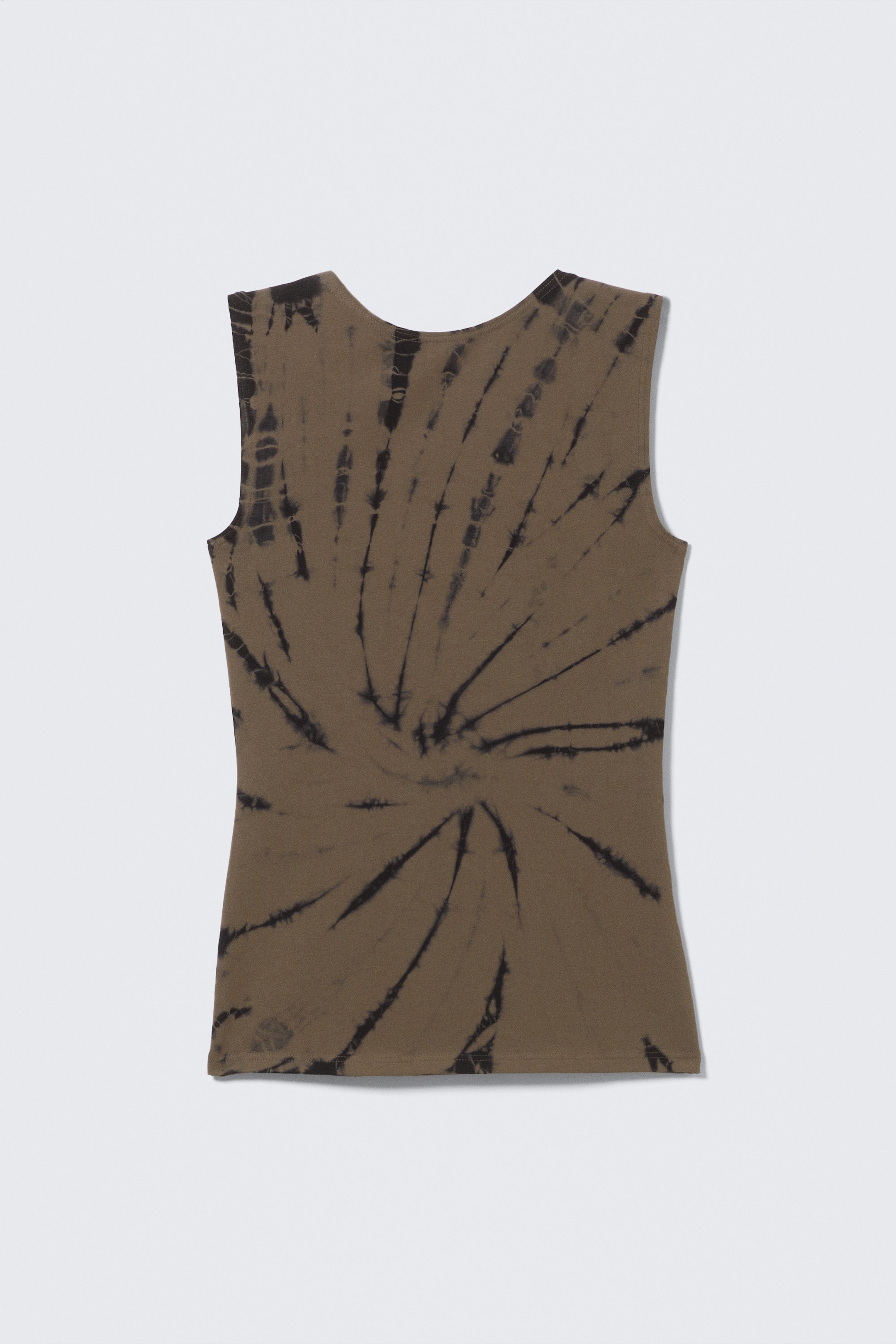 Graubraunes Batikmuster - Tanktop mit offenem Rücken und U-Boot-Ausschnitt - 1