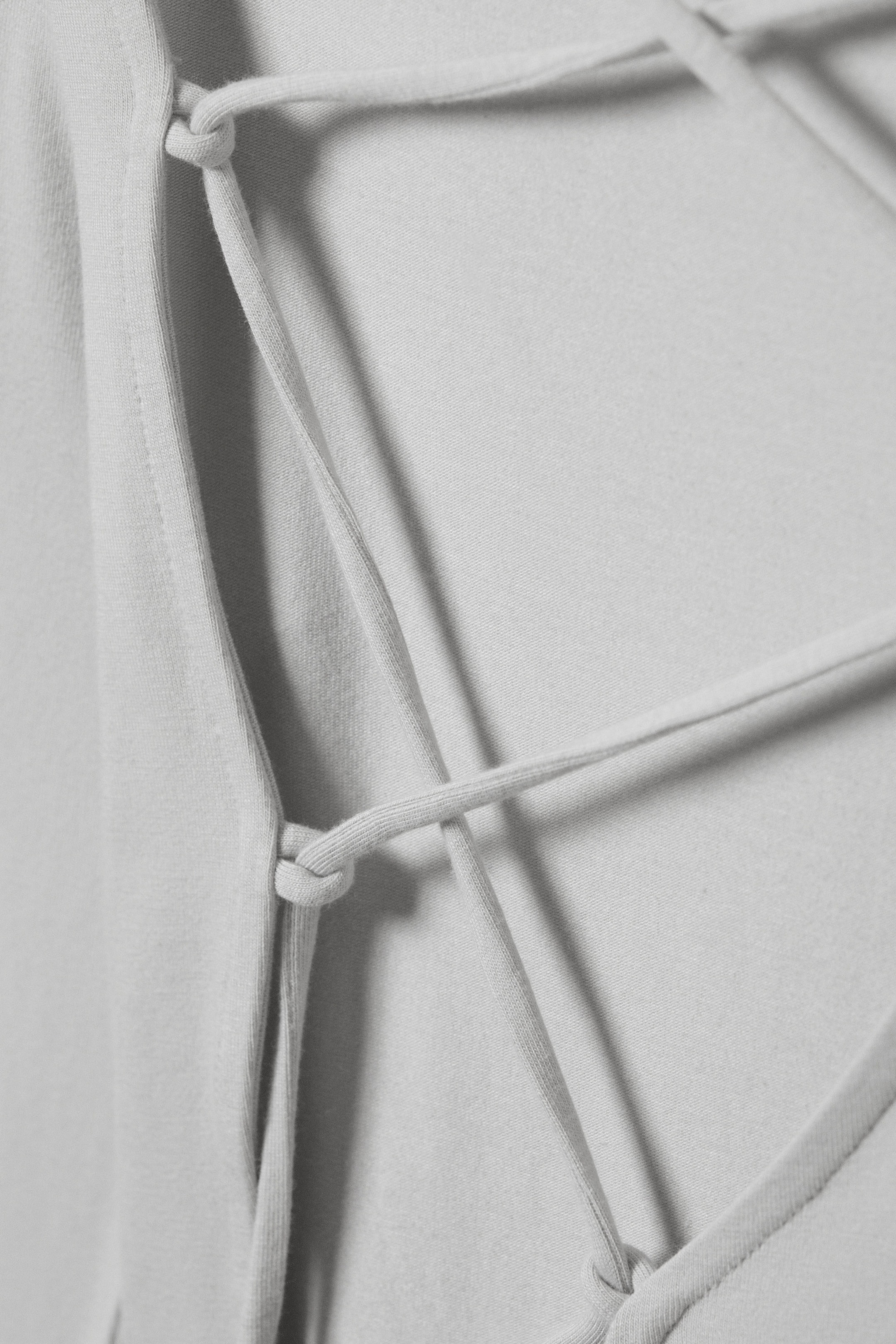 Light Grey - Asymmetric Long-Sleeved Cross Back Top - 2