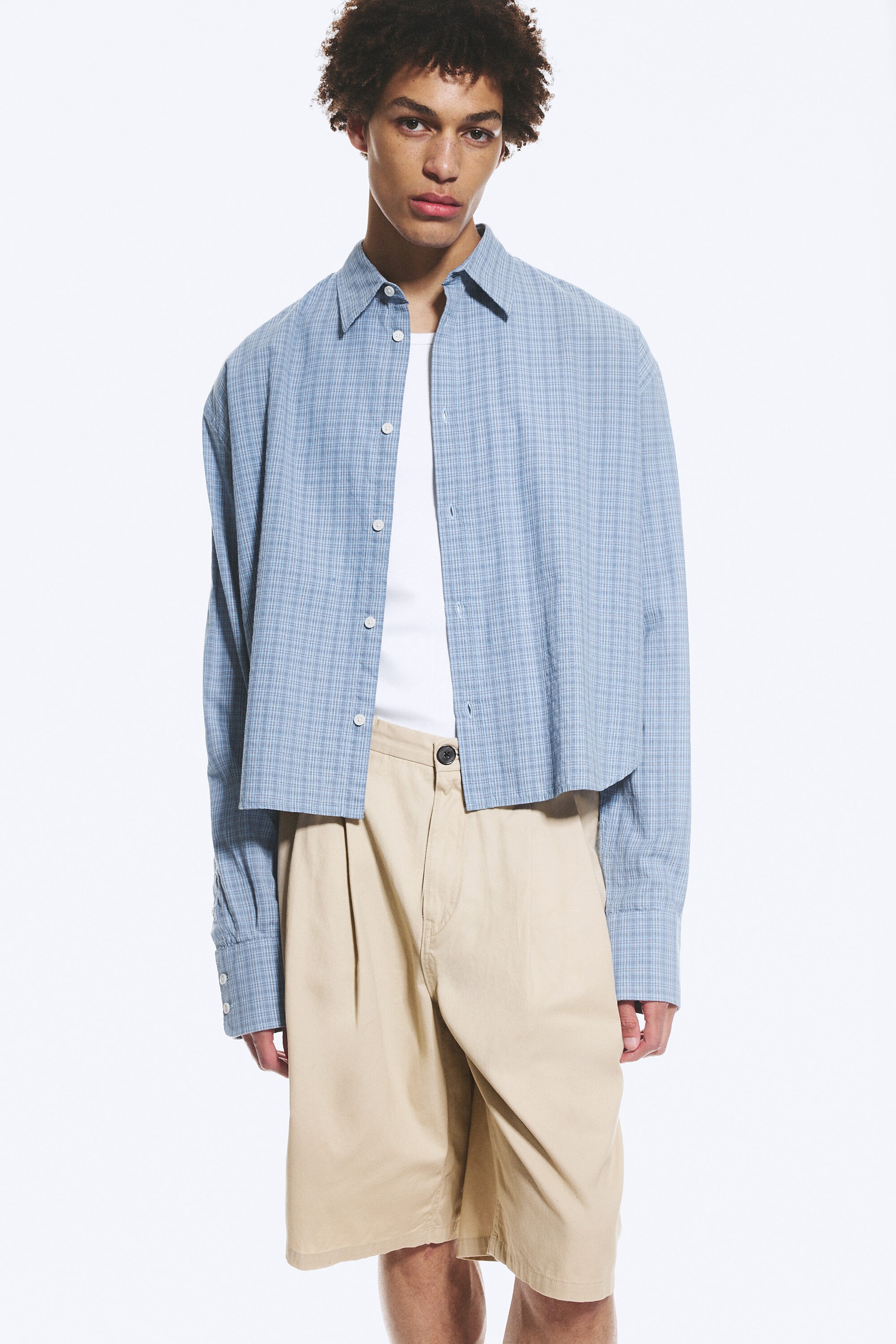 Dusty Blue - Checked - Ruimvallend katoenen overhemd - 1