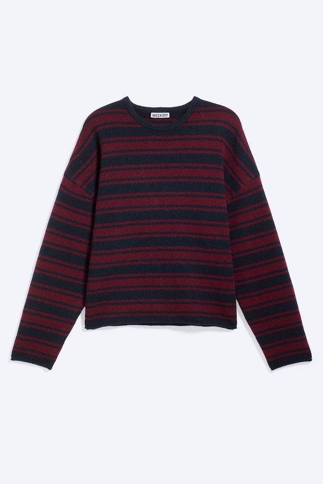 Boxy Knitted Jumper - Navy/Red Stripe/Dark Brown Melange/Light Grey Melange - 1