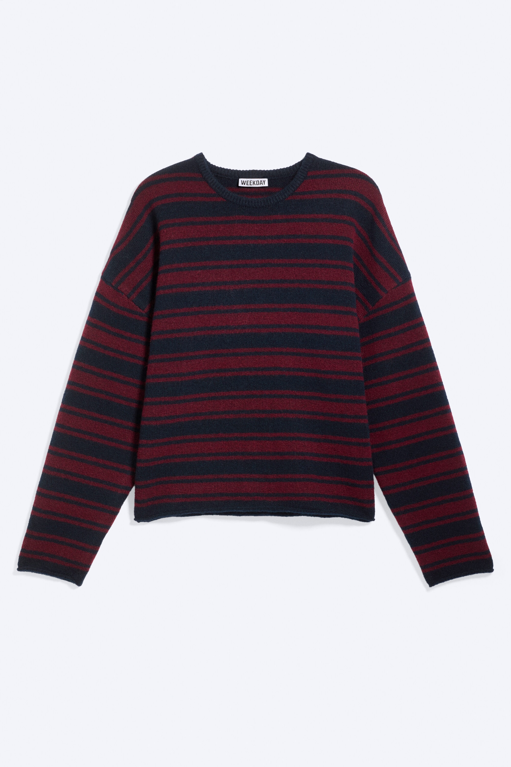 Navy/Red Stripe - Boxy Knitted Jumper - 7