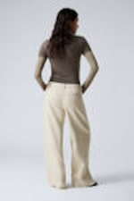 Helles Beige - Baggy-Baumwollhose mit niedrigem Bund - 3