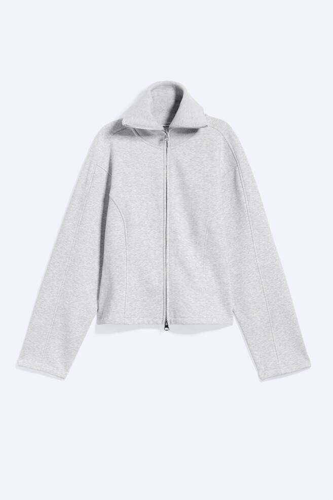 Fitted Zip Sweatshirt - Grey Melange/Black - 1