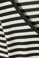 Black & White Stripes - Long-Sleeved Slim Fit Scoop Neck Top - 4