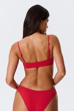 Bright Red - Scoop Neck Bikini Top - 2