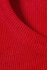 Red - Slim Fit Ribbed Cotton T-shirt - 1