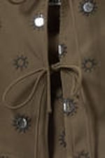 Dark Mole - Sequins - Tie-Front Halterneck Top - 6