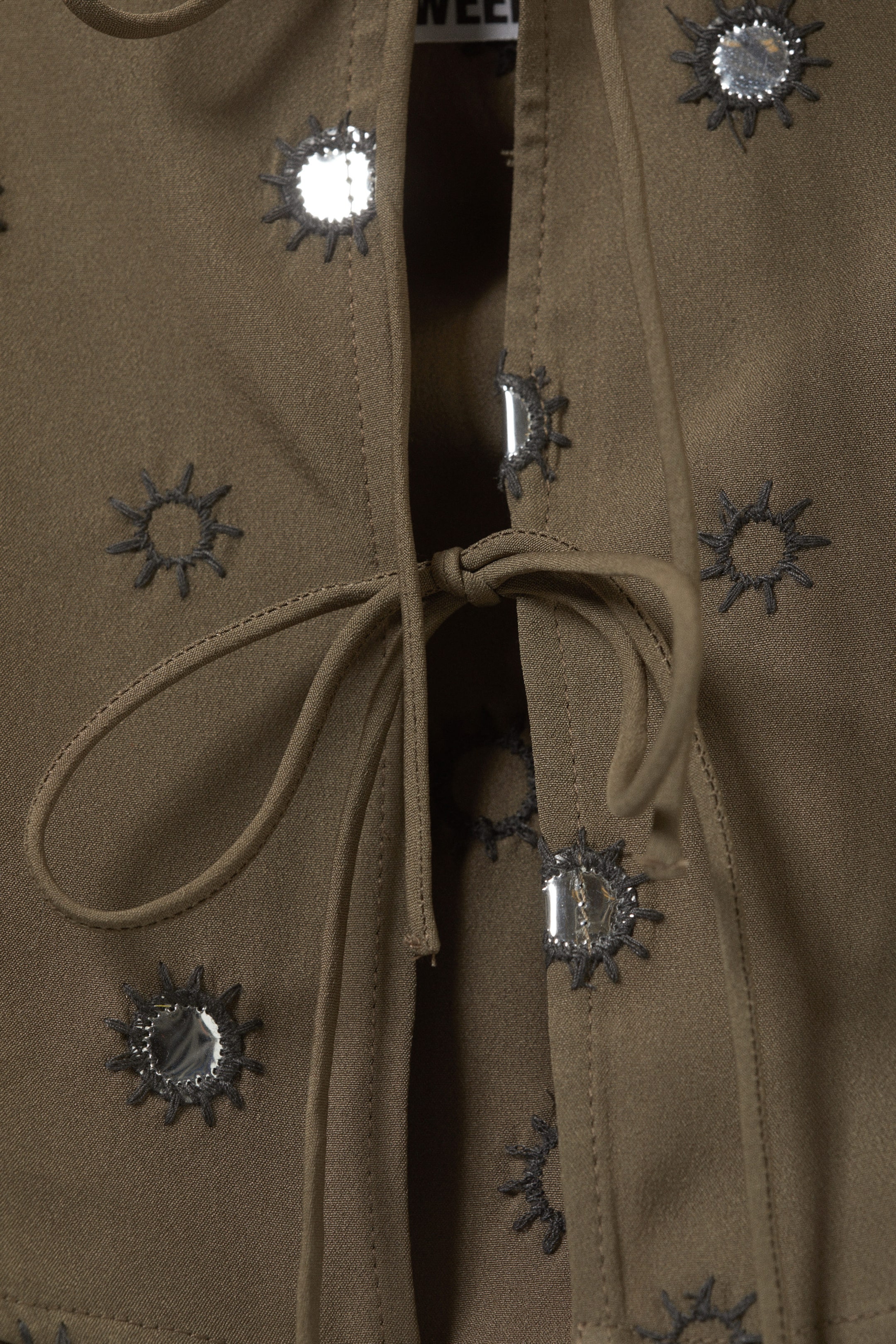 Dunkles Graubraun - Pailletten - Neckholder-Top mit Bindeband vorn - 2