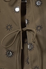 Dunkles Graubraun - Pailletten - Neckholder-Top mit Bindeband vorn - 2