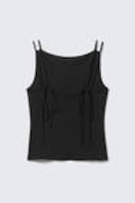 Schwarz - Jersey-Tanktop mit Riemchen und U-Boot-Ausschnitt - 5