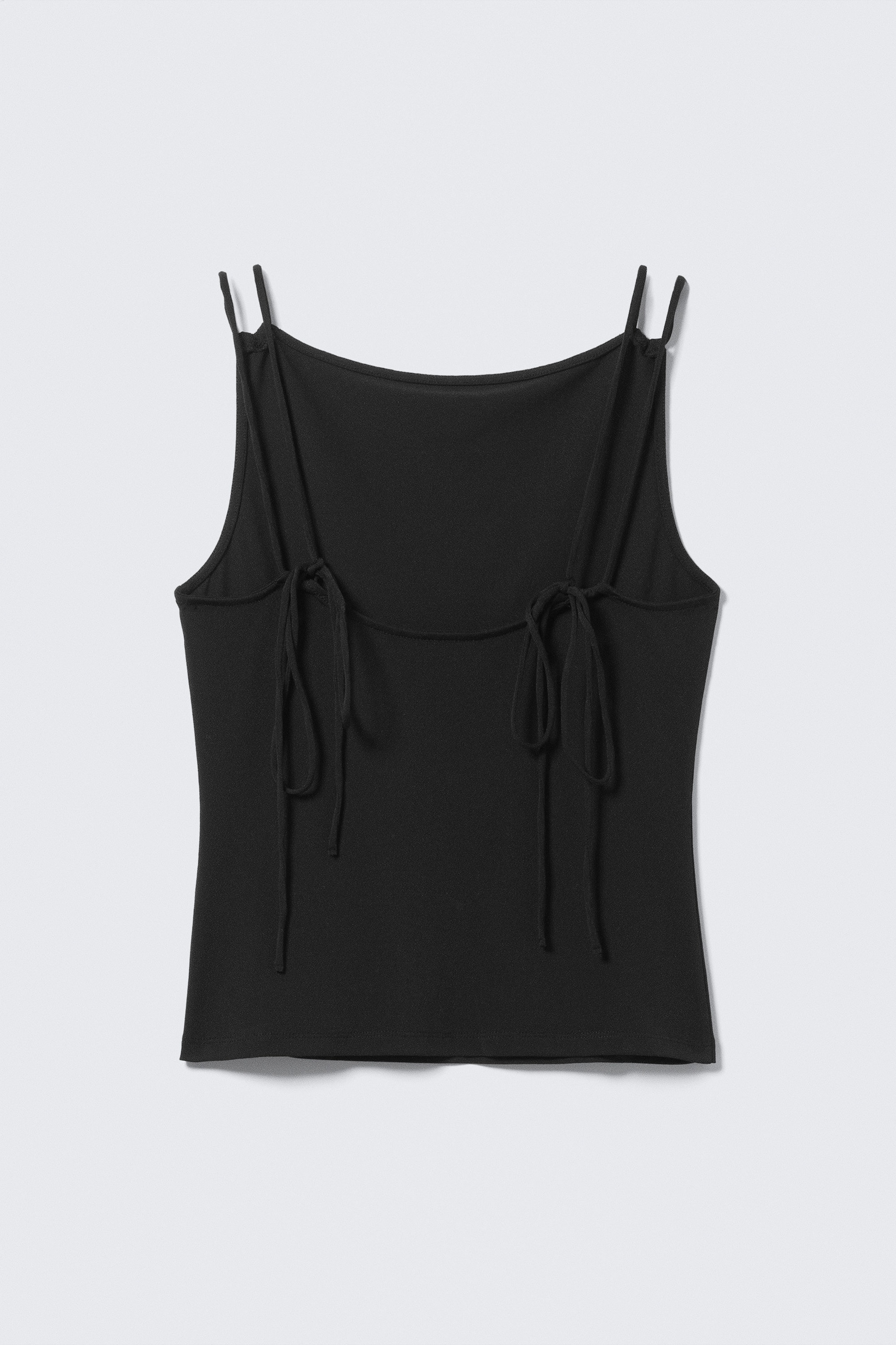 Schwarz - Jersey-Tanktop mit Riemchen und U-Boot-Ausschnitt - 2