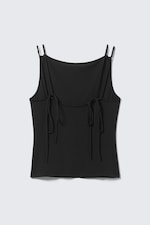 Svart - Ärmlös båtringad jersey-topp - 1