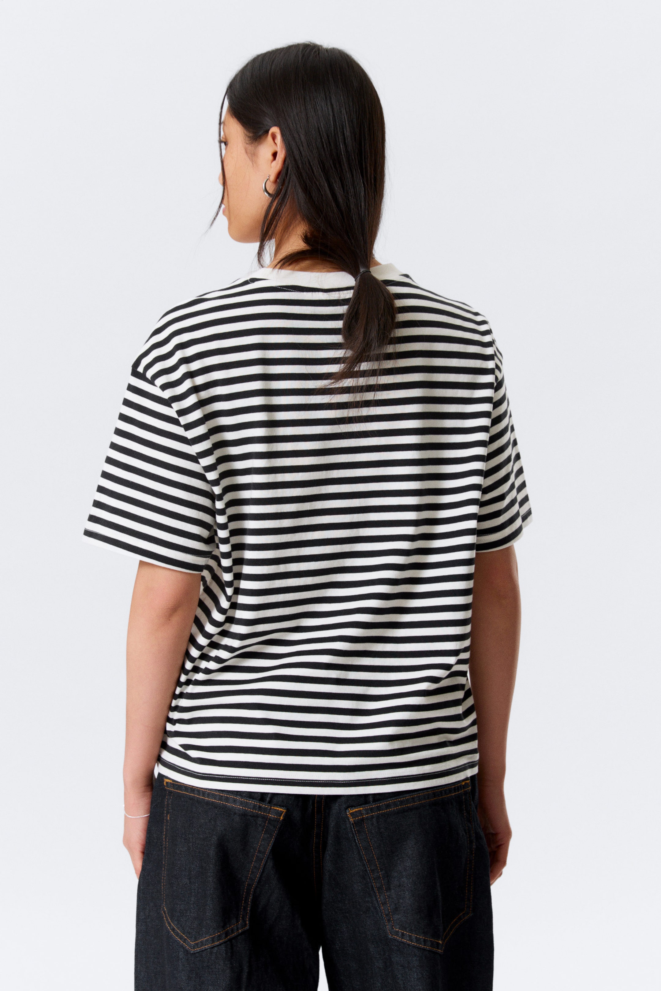 Black & White Stripes - Boxy Cotton T-shirt - 2