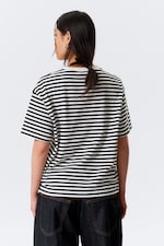 Black & White Stripes - Boxy Cotton T-shirt - 2