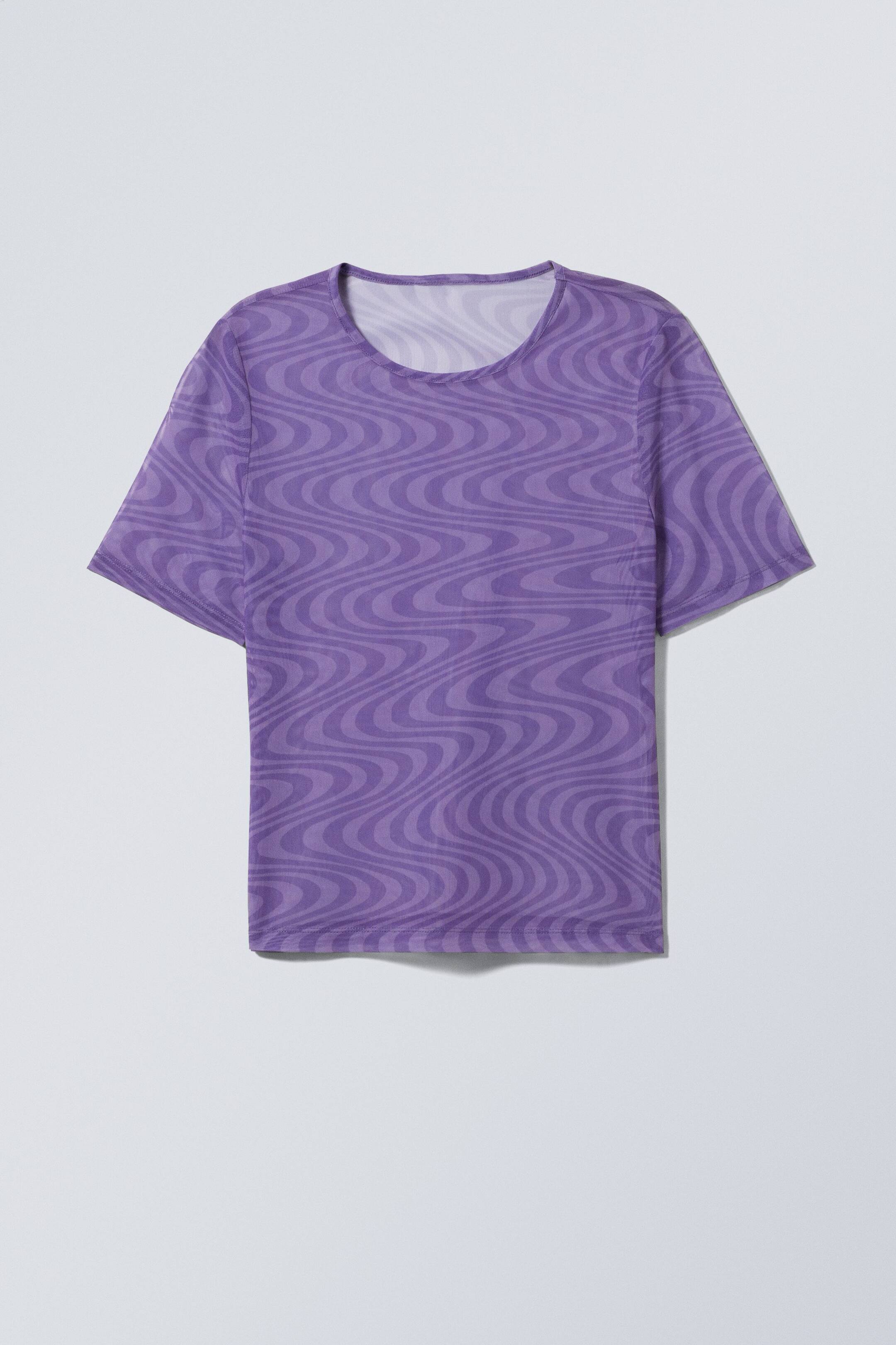 View larger image: Blur Printed Mesh T-shirt - Purple waves - Ladies | H&M GB 1