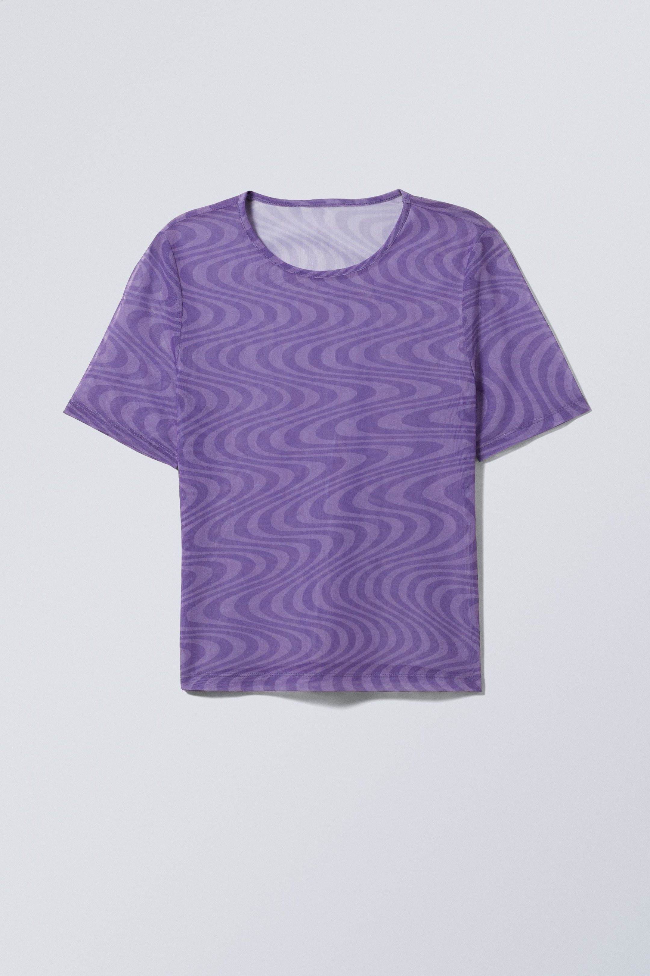Lila/Wellen - Bedrucktes Mesh-T-Shirt Blur - 0