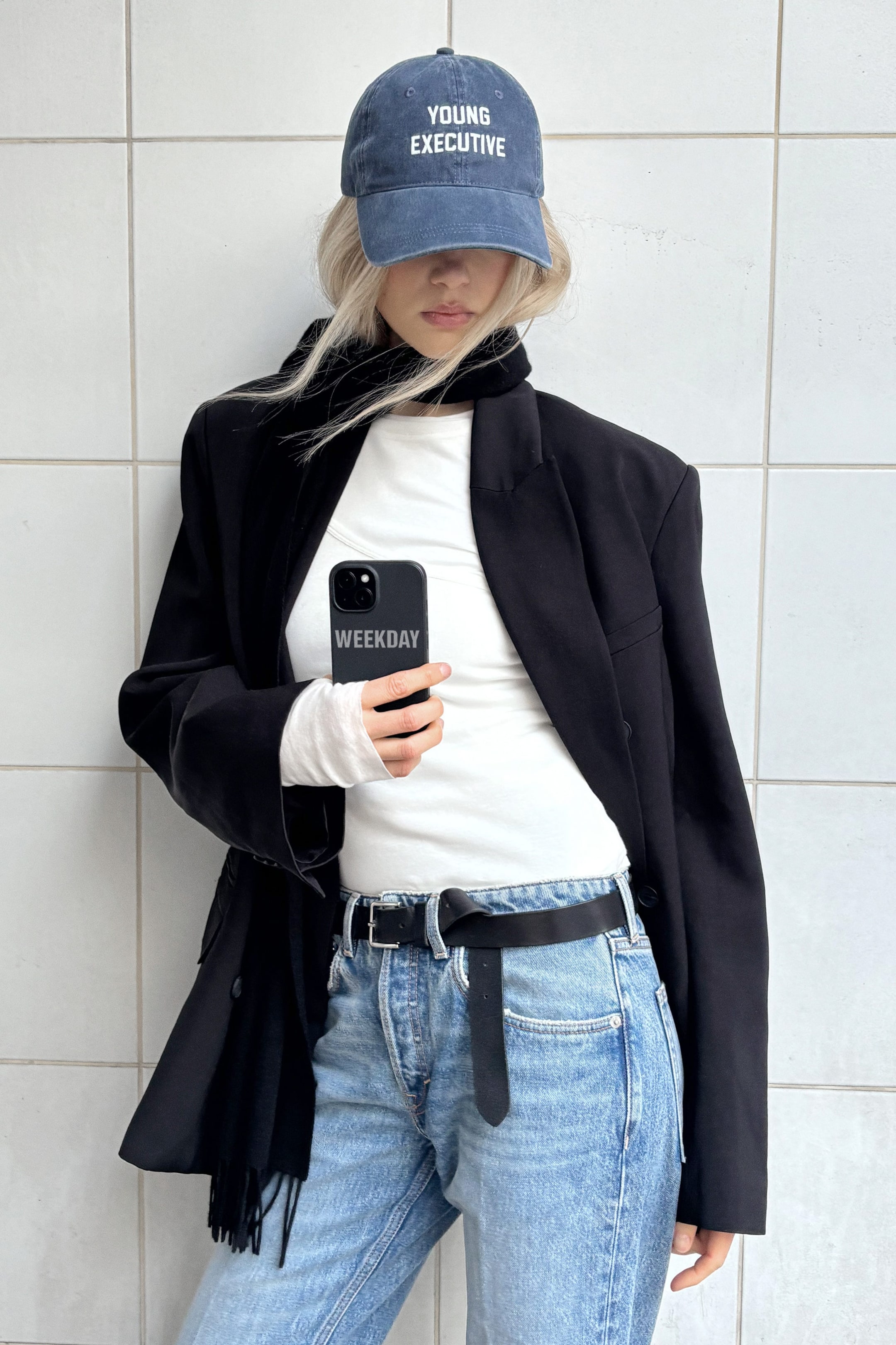 Black - Loose Fit Double-Breasted Linen-Blend Blazer - 2