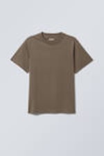 Donkertaupe - Zwaar boxy T-shirt met rechte pasvorm - 0