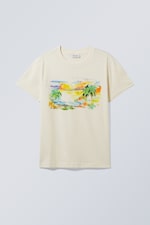 Tropical Summer - Relaxed Graphic Printed Tee - 0
