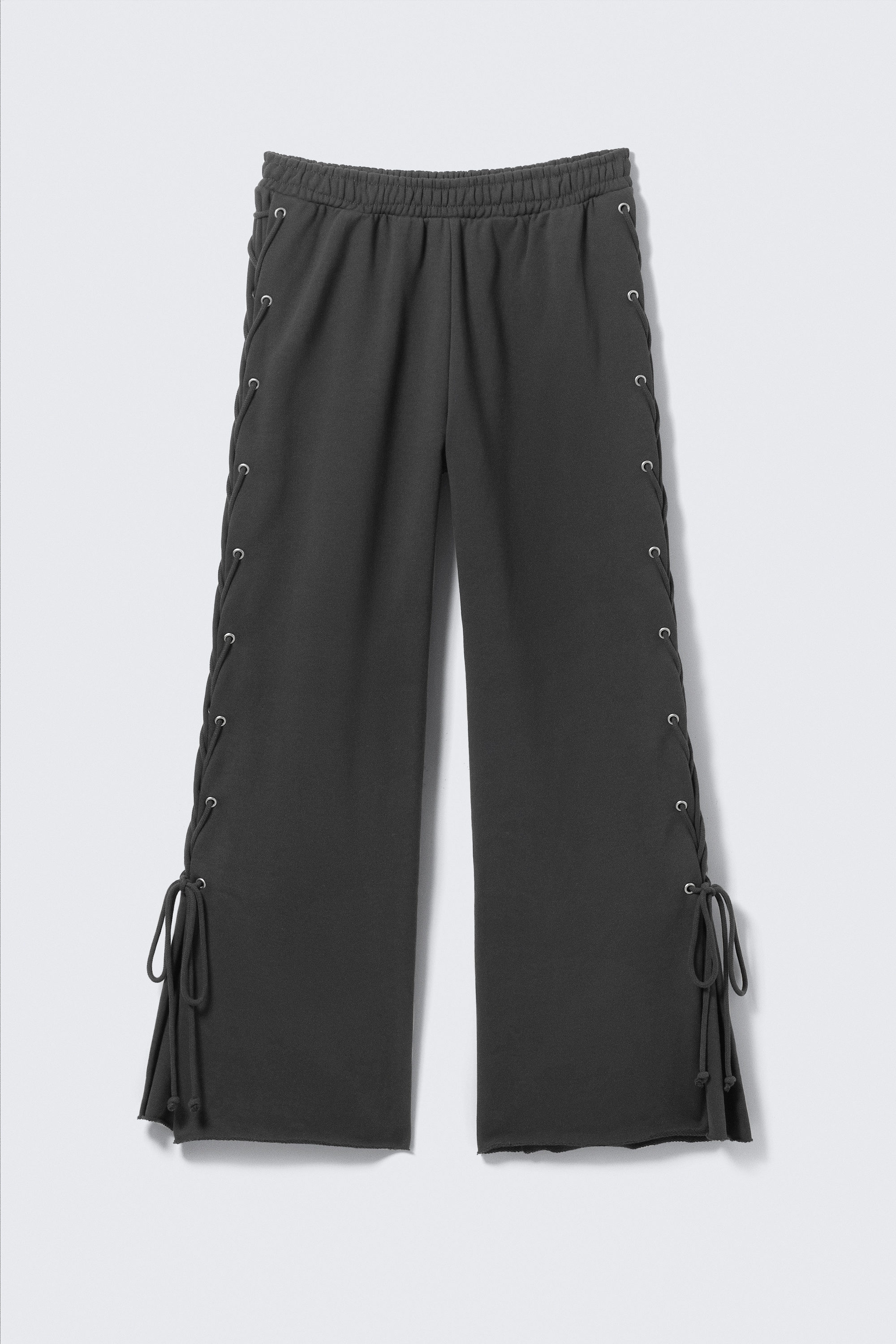 Gris foncé - Pantalon de jogging en coton à lacets large - 1