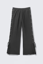 Dark Grey - Wide Lace-Up Cotton Sweatpants - 5