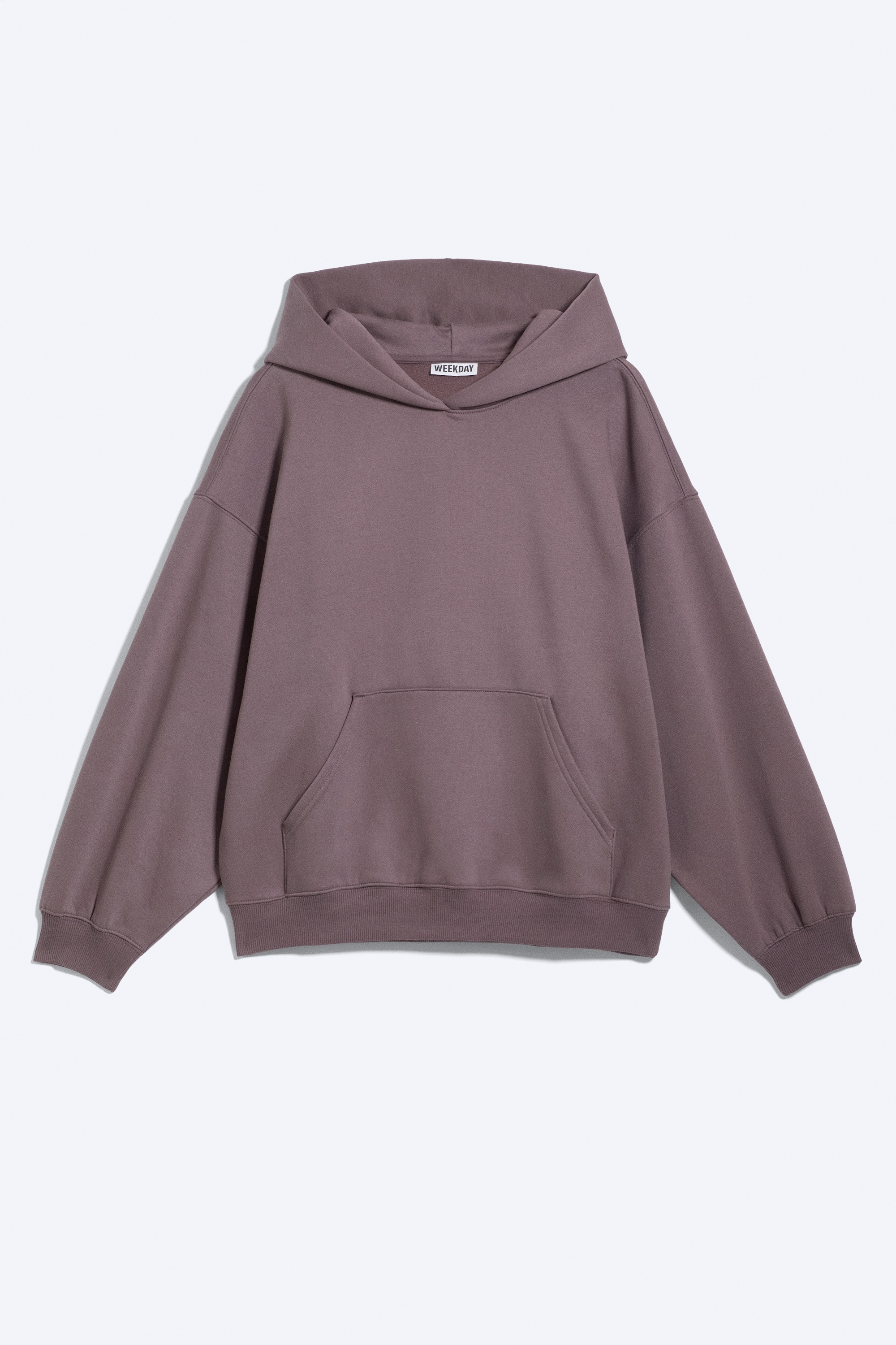 Schwerer Oversized-Kapuzenpullover - Gedecktes Flieder/Schwarz/Hellgrau meliert/Dunkelrot