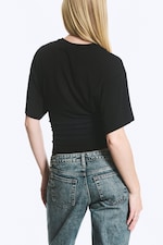 Schwarz - DRAPIERTES, ENG ANLIEGENDES T-SHIRT - 1