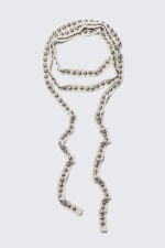 Beige - Studded Linen-Blend Choker Necklace - 3