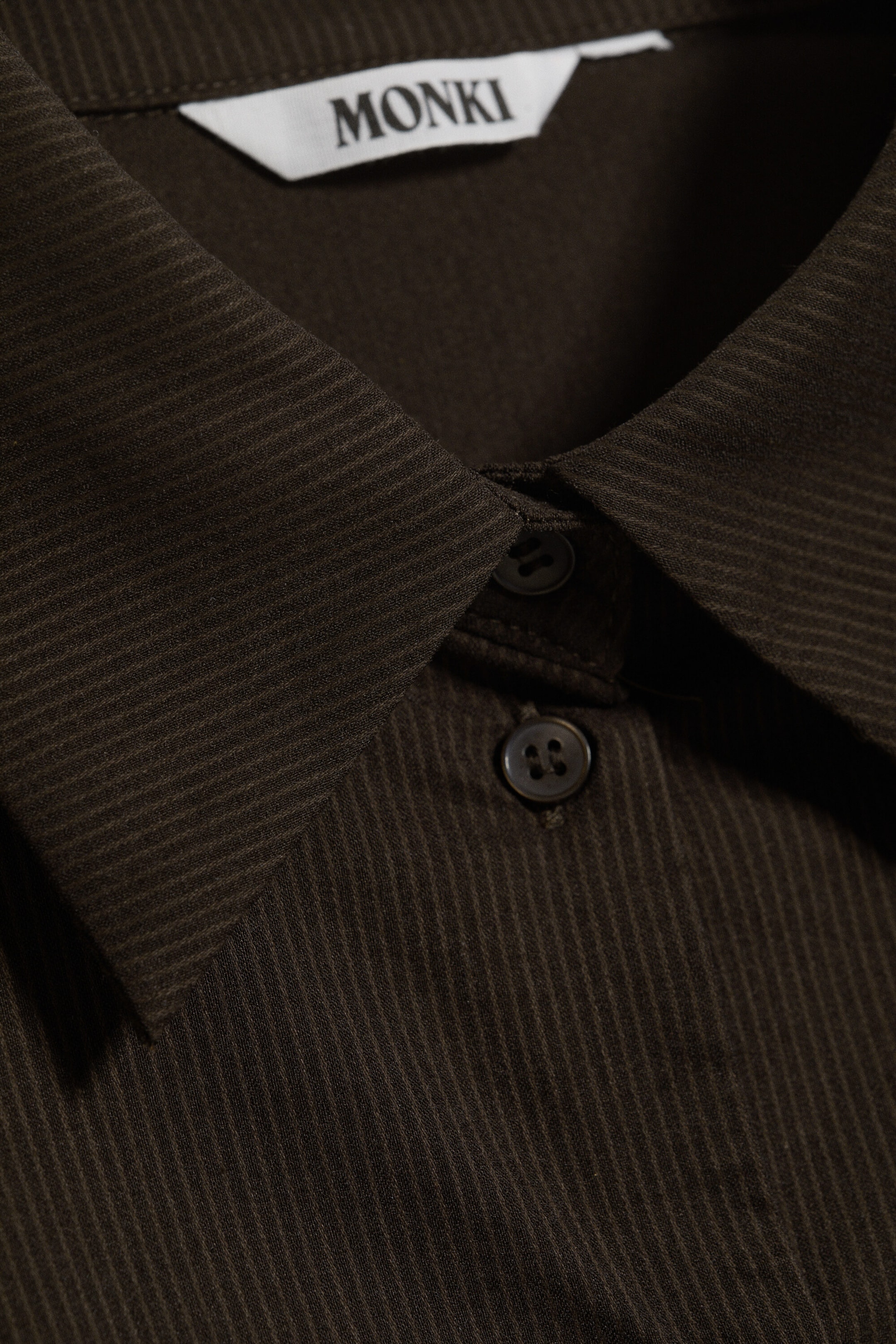 Dark Brown - Fitted Buttoned Shirt - 5