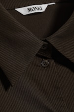 Dark Brown - Fitted Buttoned Shirt - 5