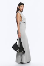 Grau meliert - Ärmelloses Maxikleid mit Raffungen - 2