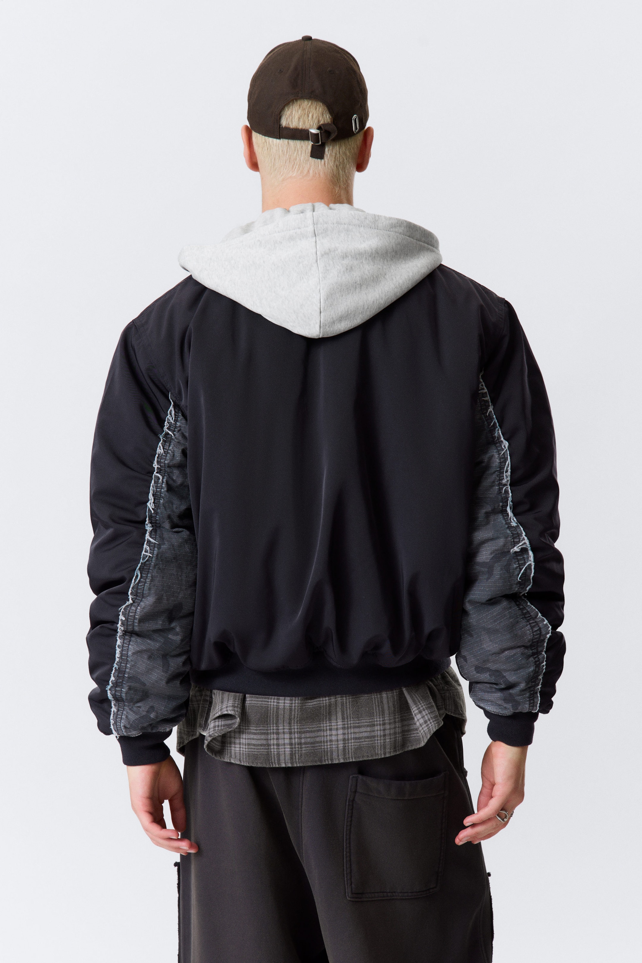 Dark Navy Blue - Loose Hooded Bomber Jacket - 6