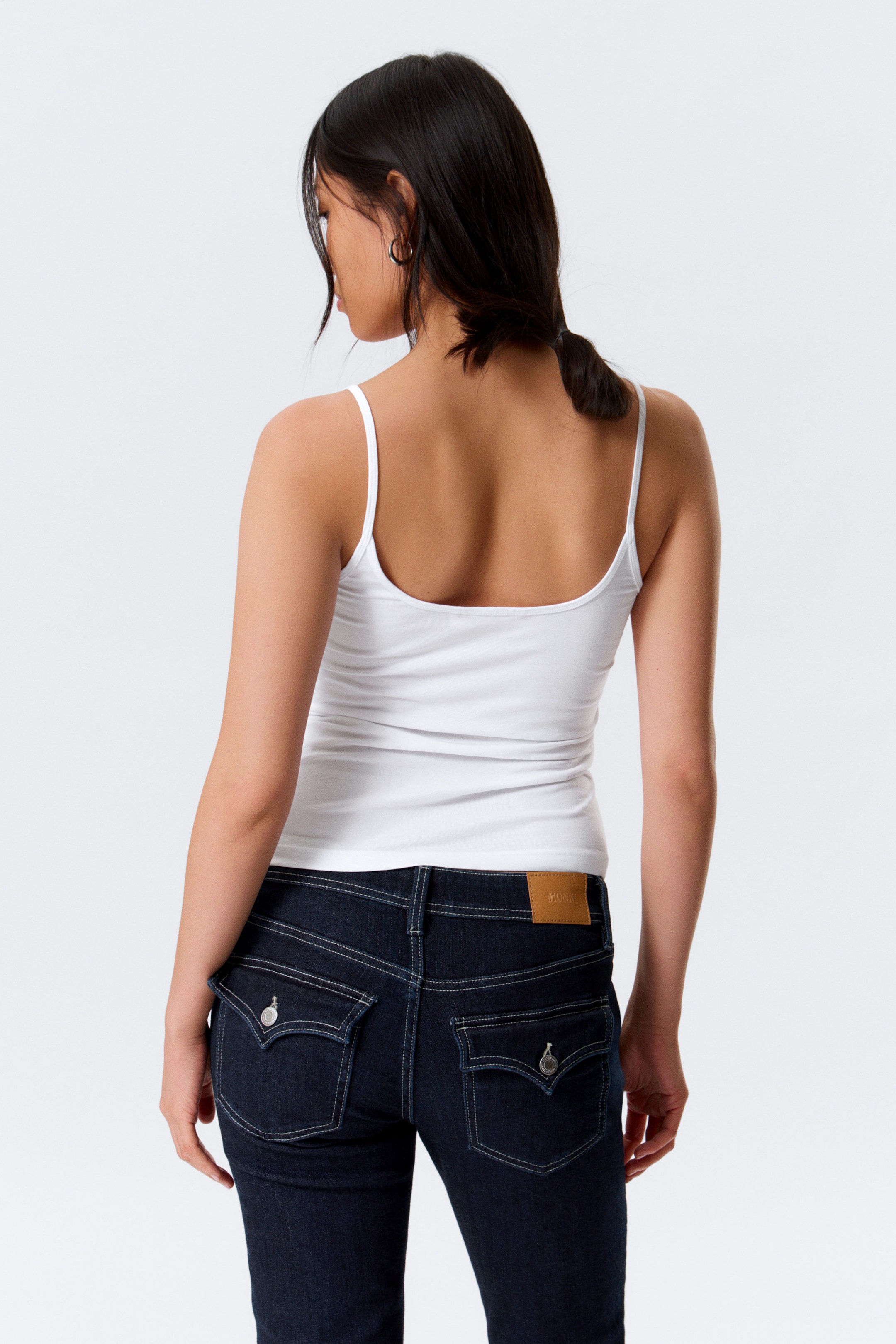 White - Slim Strap Tank Top - 2