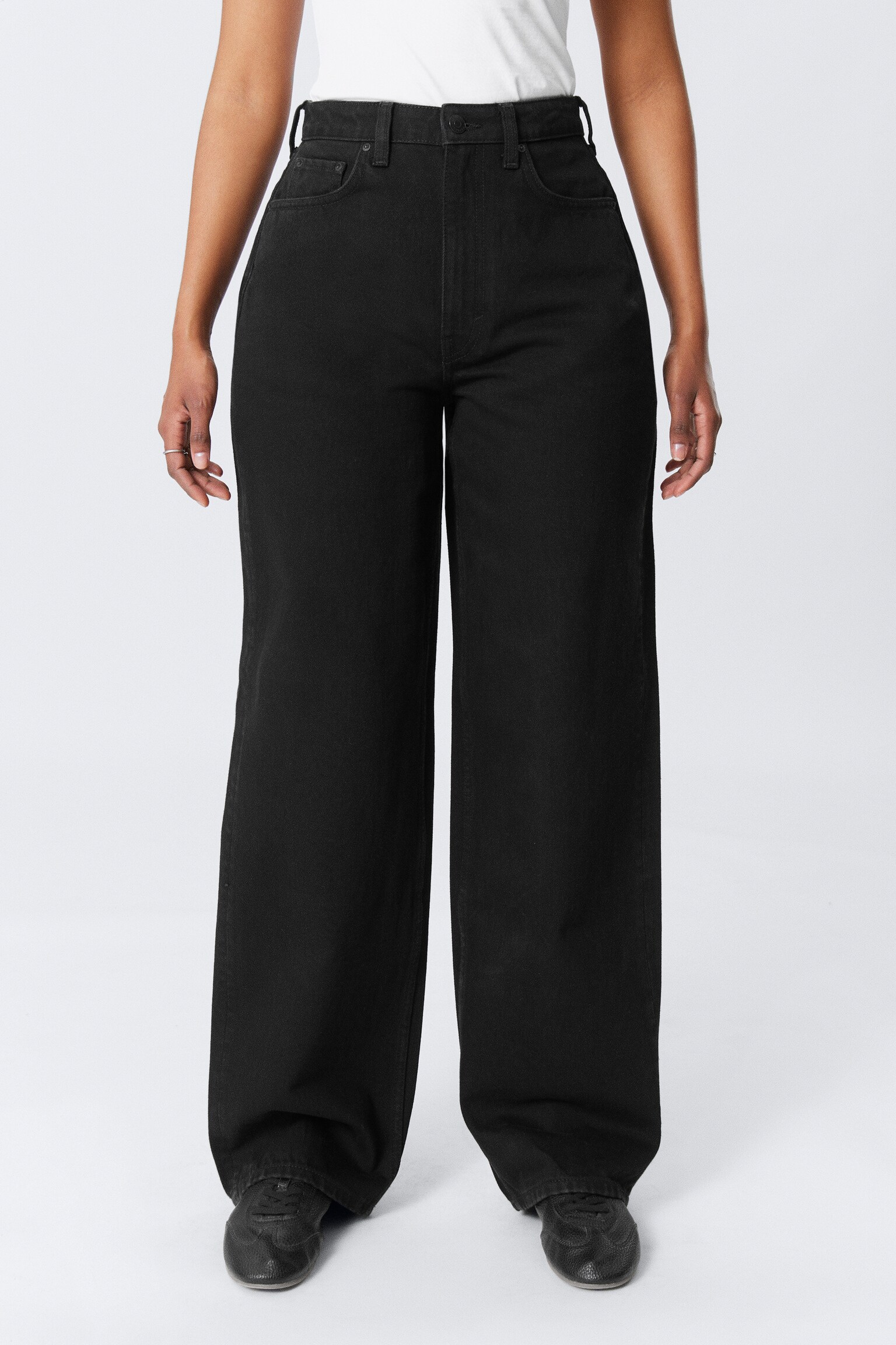 Halo Curve High Waisted Regular Wide Leg Jeans - Black Rinse - Black/Morning Blue - Dark Blue/Moss Blue - Dark Blue - 4
