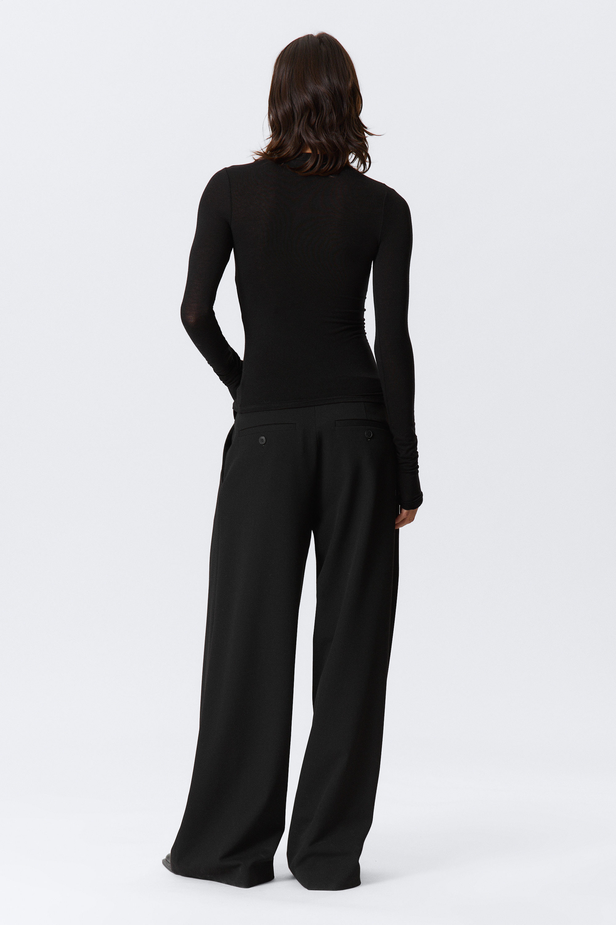 Schwarz - SCHMALES LANGARM-TOP MIT KNÖPFEN - 4