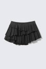 Striped Black - Pleated Layered Mini Skirt - 4