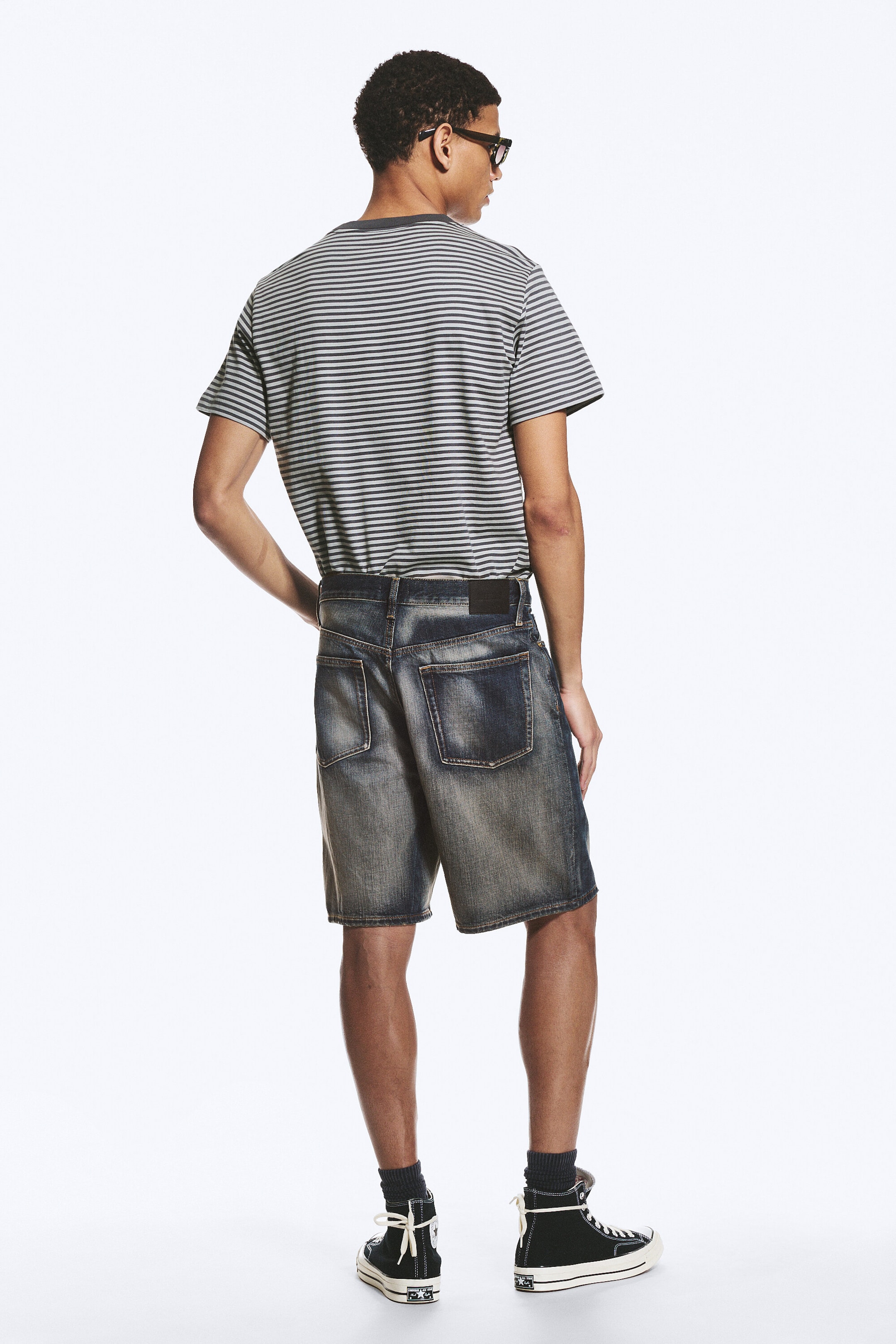 Laser Blue - Medium Blue - GALAXY MID RISE LOOSE DENIM SHORTS - 3