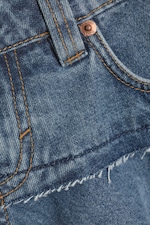 Mittelblau - Denim-Minirock mit niedrigem Bund und Volants - 5