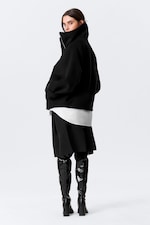 Black - Loose Fit Wool Jacket with Raglan Sleeves - 5