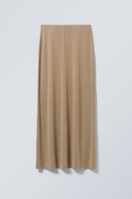 Dark Beige - Signe Drapy Maxi Skirt - 0