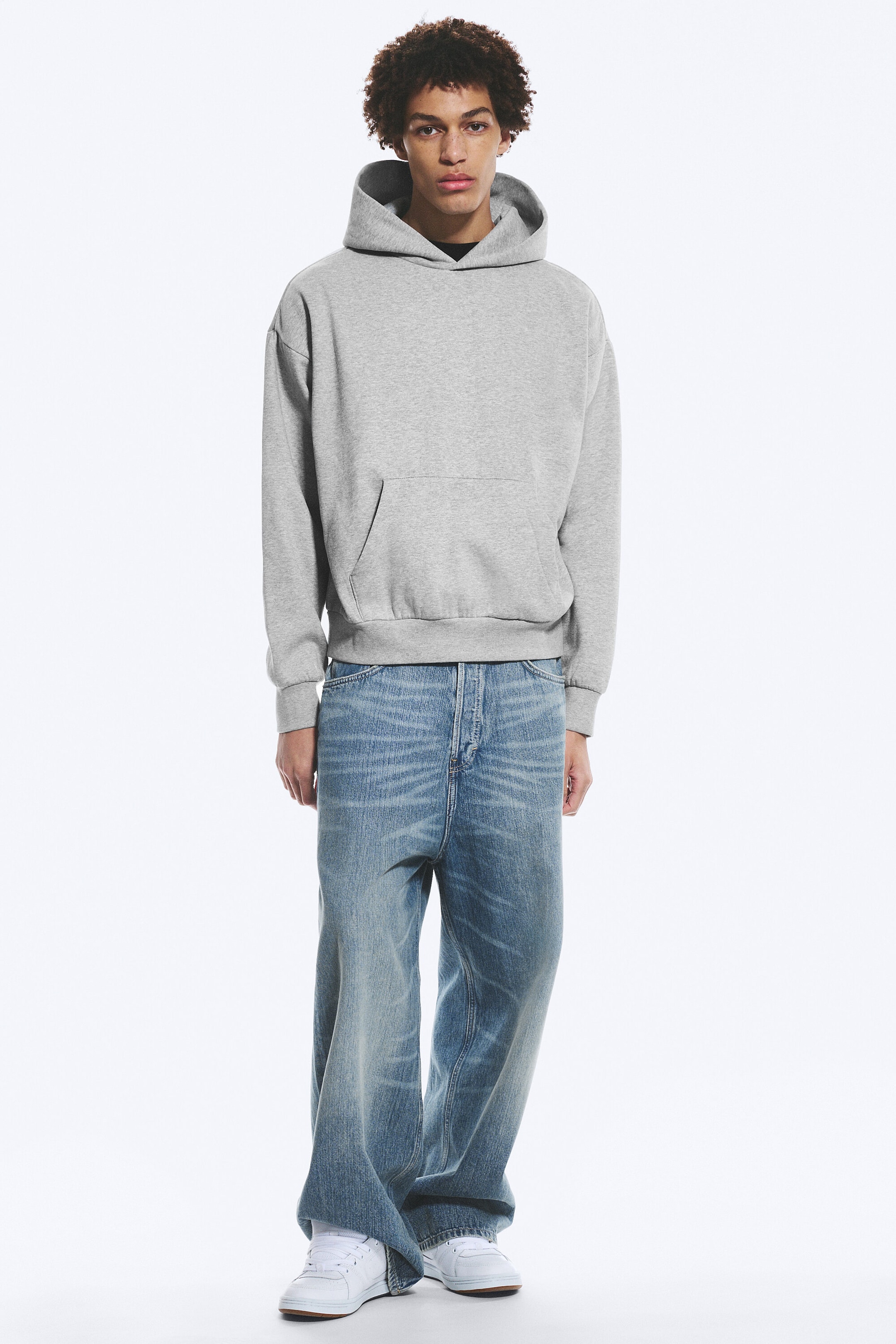 Grey Melange - Loose Fit Hoodie - 2