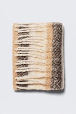 Striped Beige - Chunky Fringed Scarf - 1