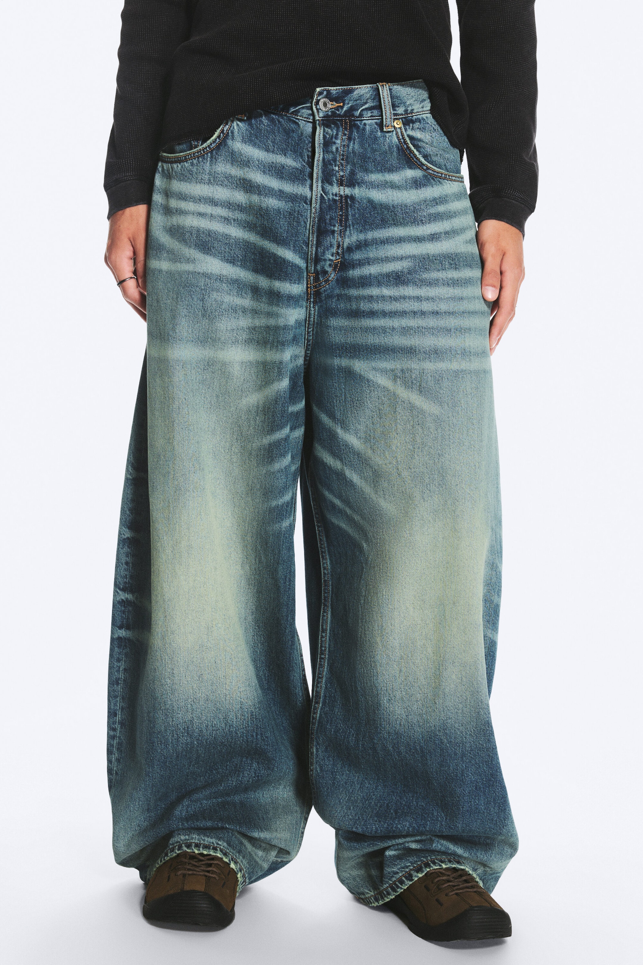 Action Blue - Medium Blue - VOID LOW RISE LOOSE BAGGY JEANS - 2