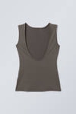 Dark Khaki Green - Alba Open Back Top - 1
