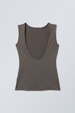 Donker kakigroen - Alba top met open rug - 1