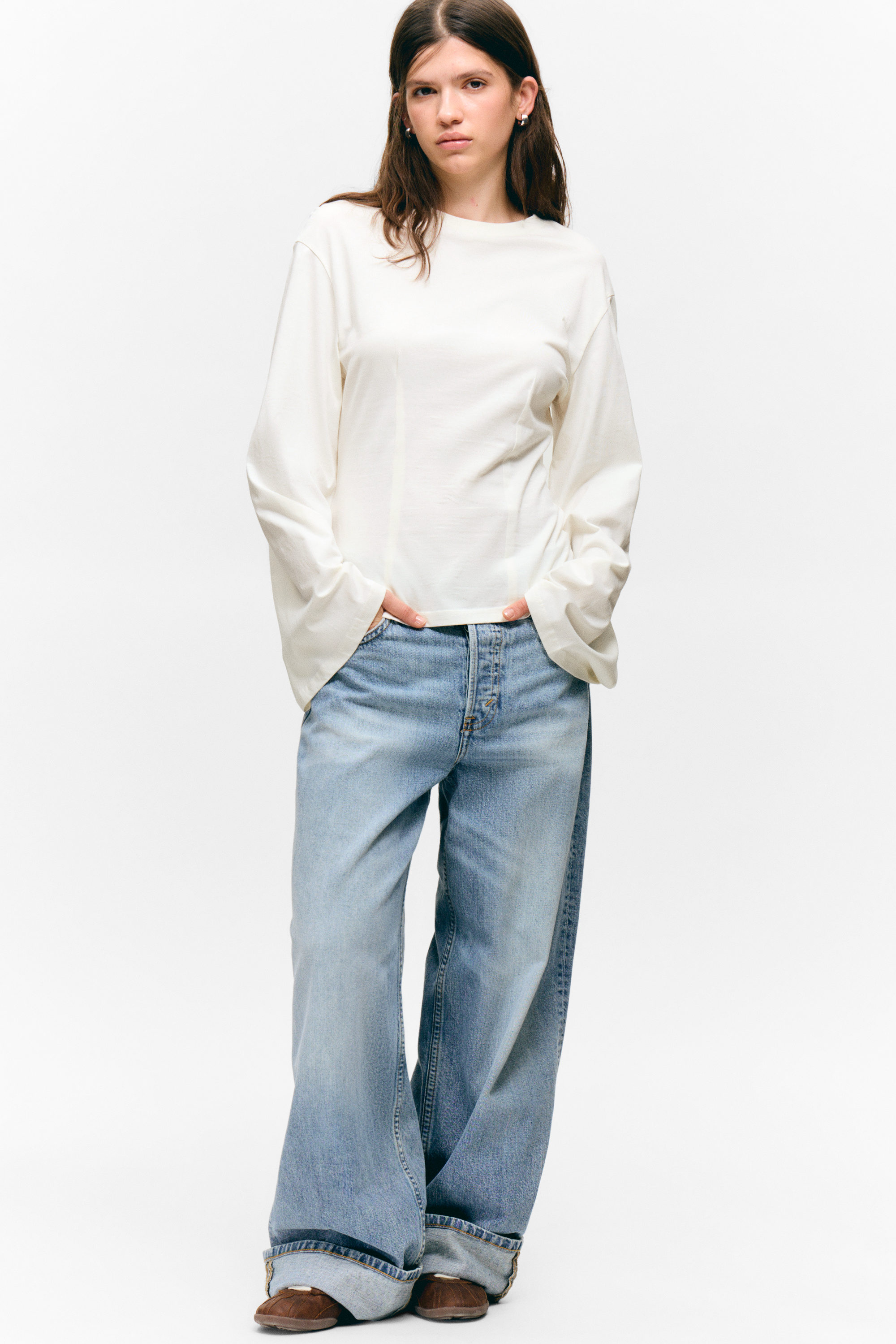 Dusty White - Fitted Long-Sleeved Top - 1