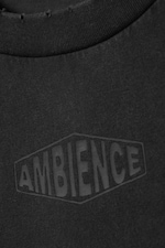 Black - Ambience - Graphic Cap-Sleeved Boxy Cotton T-shirt - 1