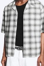 White/Black Check - Cotton Short-sleeved buttoned shirt - 1