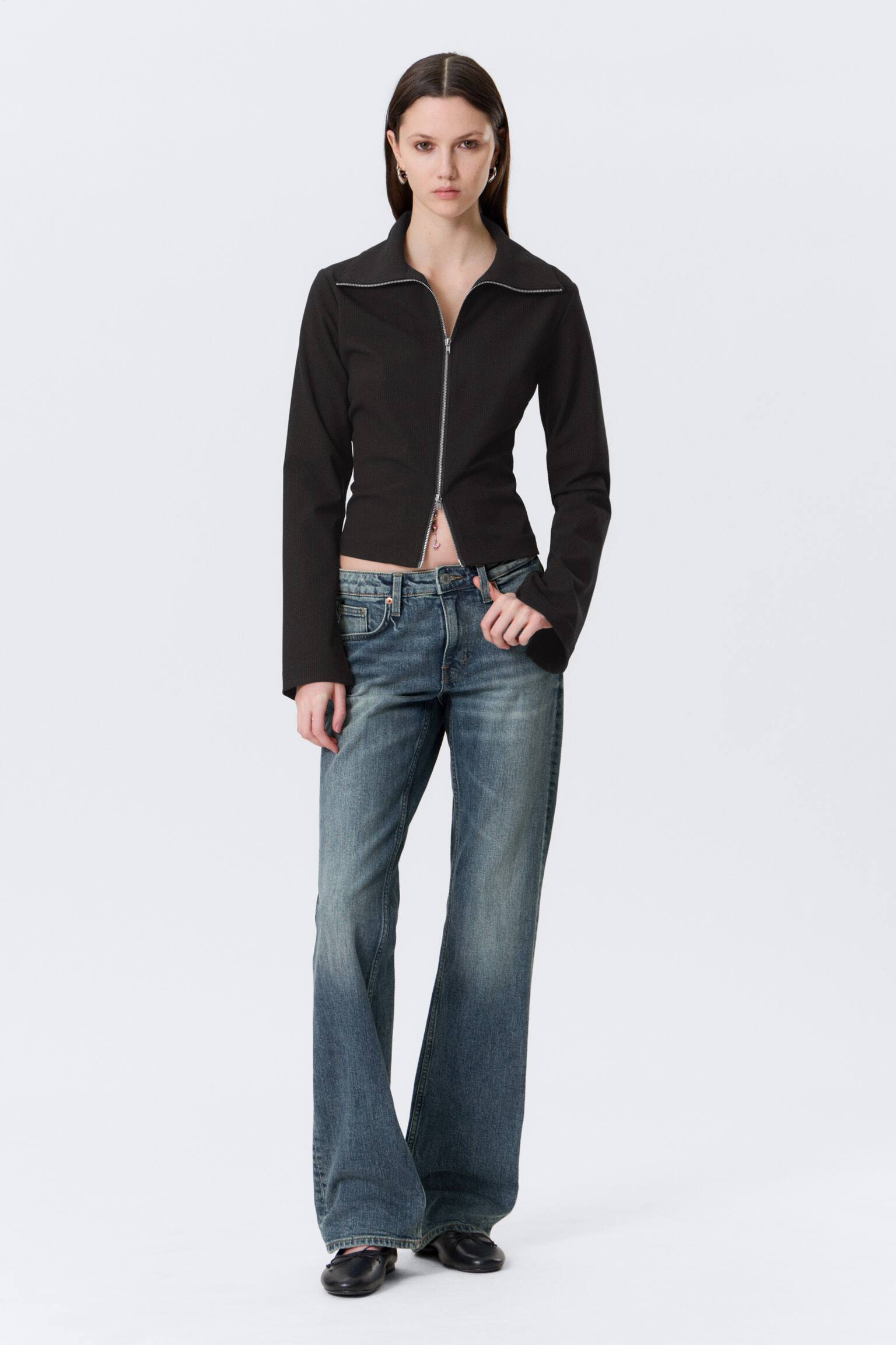 Camisa de manga larga con cremallera - Negro a rayas/Gris oscuro/Gris oscuro jaspeado - 6