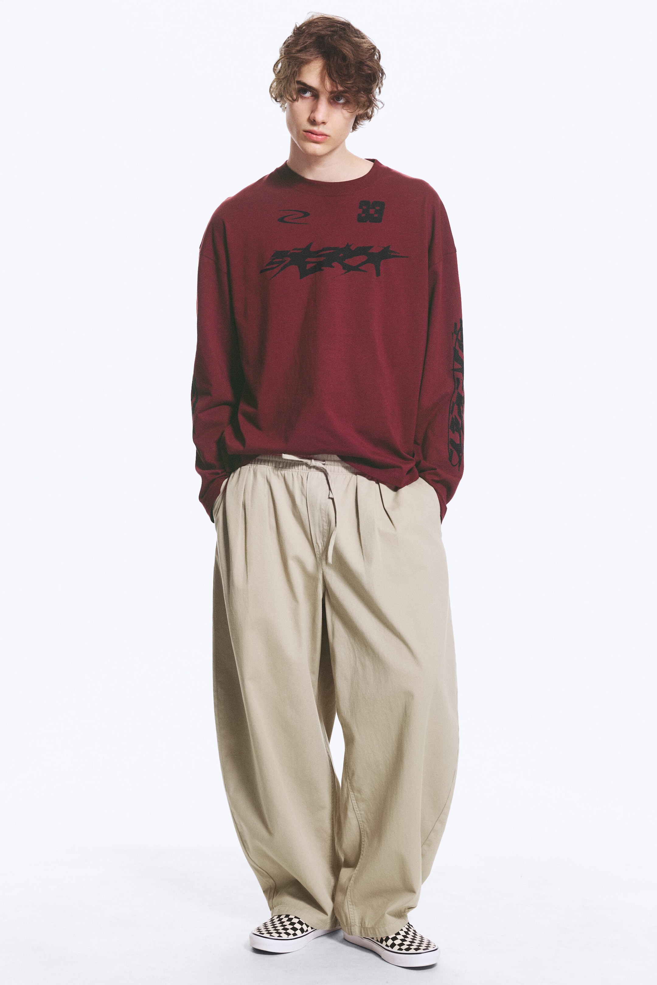 Dusty Beige - Barrel Pull-on Trousers - 1